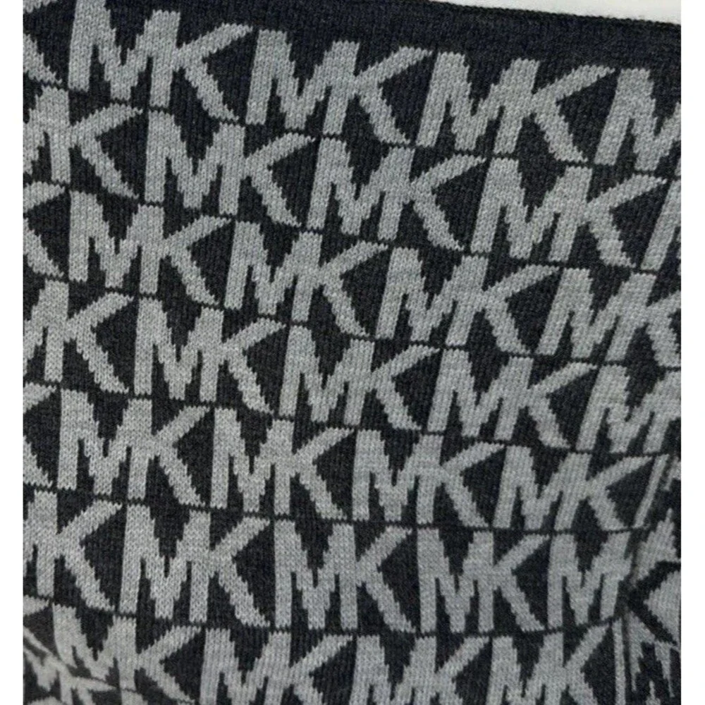 Michael Kors Women's Knit Scarf MK Logo Gray On Gray 9”x67” NWT Fall 2015